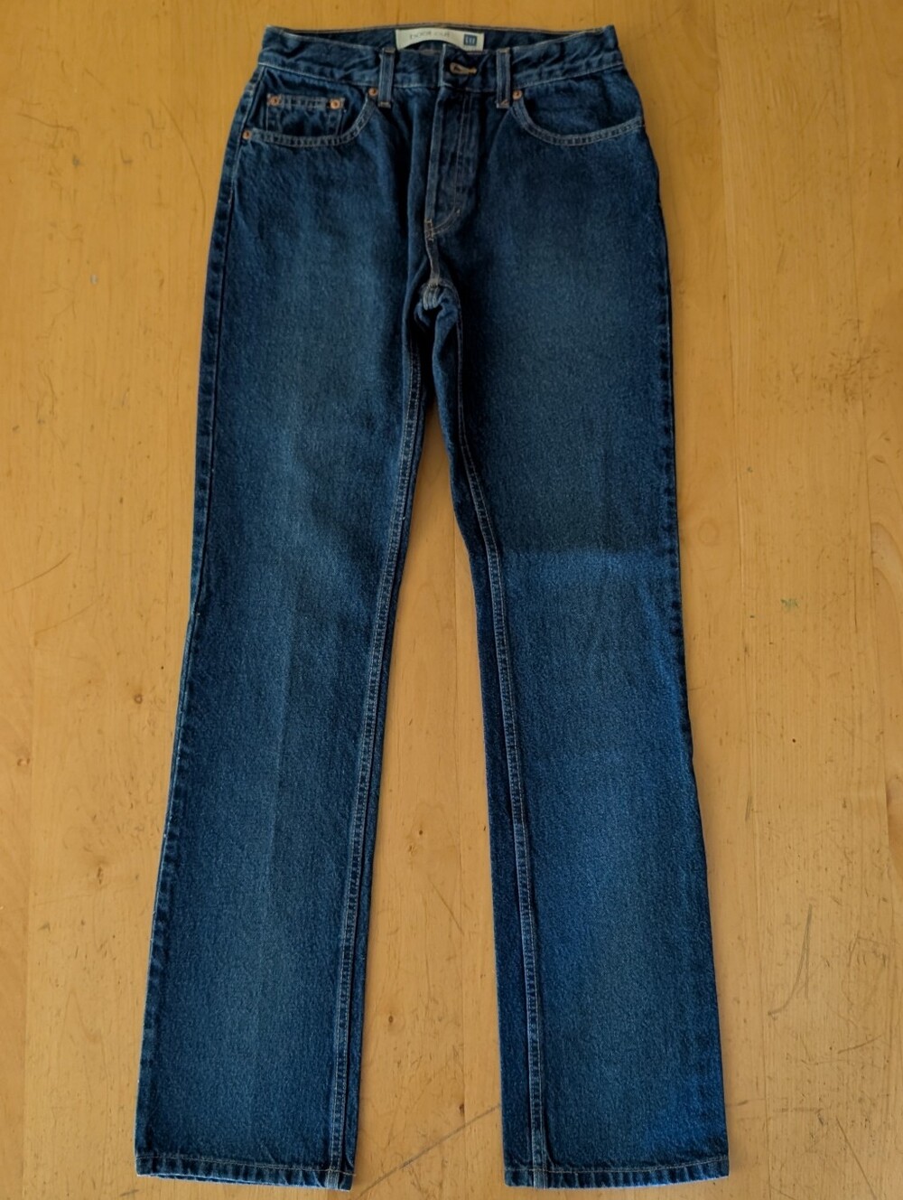 GAP Boot Cut Sz 6Long Midrise 3-button Fly 5-Pocket Women's Dark Wash EUC